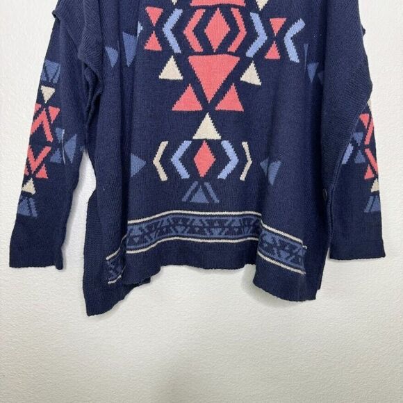 J. Jill Sweater XS Southwestern Aztec Pullover Knit Poncho Long Sleeve Relax - Picture 10 of 13